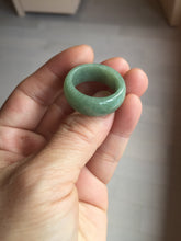 Load image into Gallery viewer, Size 11 1/2 100% natural type A oily dark green light green white broad jadeite jade band ring thumb ring PC246-5