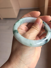 Load image into Gallery viewer, 56.5mm Certified Type A 100% Natural light purple white green with green floating flowers jadeite Jade bangle PB295-7300