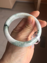 Load image into Gallery viewer, 55.8mm Certificated Type A 100% Natural White purple with green floating flowers Jadeite Jade bangle G110-9502