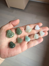 Load image into Gallery viewer, 100% Natural type A icy watery dark green/light green/yellow/white small happy Buddha (拇指佛) jadeite Jade pendant group AU18