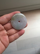Load image into Gallery viewer, 40.6mm 100% Natural sunny green/purple/gray jadeite Jade Safety Guardian Button(donut) Pendant/worry stone F145