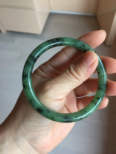 Load image into Gallery viewer, 58.1mm Certified 100% Natural Fresh Young Green/Dark Green/Black Green Ink Painting (绿水墨) Round Cut Nephrite (Wulanhai 乌兰海碧玉) Bangle HN180-7344