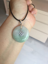 Load image into Gallery viewer, 23.5-27.7mm 100% Natural apple green/white jadeite Jade Safety Guardian Button(donut) Pendant group BK112
