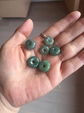 Load image into Gallery viewer, 12-19mm Type A 100% Natural dark green black gray(老油青) Jadeite Safety Guardian Button donuts pendant PF10