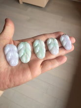 Load image into Gallery viewer, 100% natural type A sunny green white purple jadeite jade leaf pendant group PB46