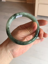 Load image into Gallery viewer, Shopify only 59mm Certified Type A 100% Natural dark green flying flowers Jadeite Jade bangle BF126-8561