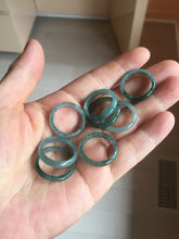 Load image into Gallery viewer, 16.7mm Size 6 1/4 100% natural type A icy watery dark green blue black gray Guatemala jadeite band ring group PE129