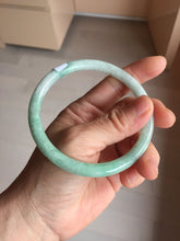 Load image into Gallery viewer, 62.5mm Certified Type A 100% Natural sunny green white round cut jadeite Jade bangle PB262-3258