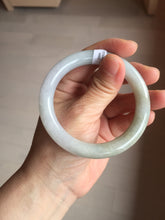 Load image into Gallery viewer, 54.6mm certified 100% natural Type A light gray white purple round cut jadeite jade bangle AA120-4902