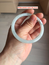 Load image into Gallery viewer, 55mm Certified Type A 100% Natural icy watery green white slim round cut Jadeite bangle PF66-04445