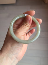 Load image into Gallery viewer, 54.4mm Certified type A 100% Natural light green gray black slim round cut Jadeite bangle PA199-2453