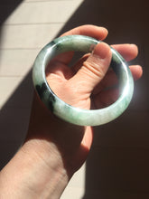 Load image into Gallery viewer, 60.3mm certified type A 100% Natural green/black Jadeite Jade bangle BM42-8565