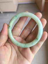 Load image into Gallery viewer, 54mm Certified Type A 100% Natural fresh light green yellow with sunny green flying flowers round cut Jadeite Jade bangle C91-2827