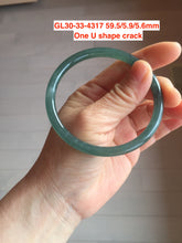 Load image into Gallery viewer, 59.5mm Certified Type A 100% Natural dark green blue gray black slim round cut Guatemala Jadeite bangle GL30-33-4317