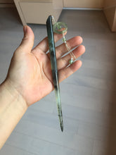 Load image into Gallery viewer, 18.5cm 100% Natural icy watery black/clear (水墨) Xiu Jade Serpentine hairpin AW29