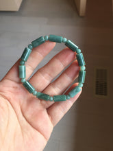 Load image into Gallery viewer, Size 50-58mm 100% Natural Type A Dark Green Blue Guatemala Jadeite Jade Cylinder & Round Bead Bracelet Group BS169