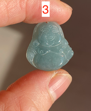 Load image into Gallery viewer, 100% Natural blue gray green Guatemala jadeite Jade happy buddha pendant group BH58