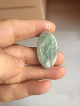 Load image into Gallery viewer, 100% Natural type A light green safe and sound pendant with the carved hieroglyph of "Buddha" jadeite Jade pendant group B99