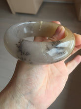 Load image into Gallery viewer, 61mm 100% natural beige/yellow/gary/brown with floating seaweeds chubby Quartzite (Shetaicui jade) bangle XY119