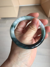 Load image into Gallery viewer, 55.5mm Certified Type A 100% Natural Dark Green Blue Gray Black Moonlit Ink (水墨月色) Round Cut Jadeite Jade Bangle BS149-0742