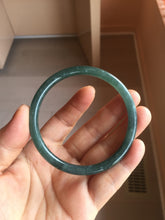 Load image into Gallery viewer, 57.5mm Type A 100% Natural dark green/blue/gray Guatemala slim round cut Jadeite bangle BH133-4320