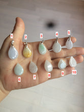Load image into Gallery viewer, 100% natural icy watery green/white/purple type A jadeite jade water drop pendant necklace group A122