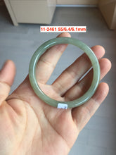 Load image into Gallery viewer, 55mm Type A 100% Natural dark green/gray/black(淡油青) slim round cut Jadeite Jade bangle with defects GL53