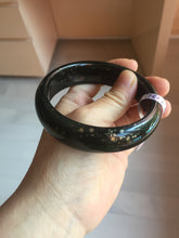 Load image into Gallery viewer, 61.9mm 100% Natural dark green/black meteorite Stellar Night sky nephrite bangle HN29-7604