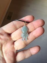 Load image into Gallery viewer, 100% natural type A icy watery light green blue gray Guatemala jadeite little alien hero pendant PE26