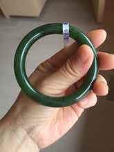 Load image into Gallery viewer, 53.3mm 100% Natural dark green/black round cut nephrite (碧玉) bangle HN98