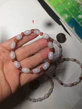 Load image into Gallery viewer, 100% natural type A light purple/white water drop/olive jadeite jade bead bracelet BK58