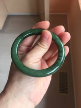 Load image into Gallery viewer, 55mm Certified 100% Natural Deep Pine Green/Black "Serene Ember Forest" Nephrite (red-skin nephrite 红皮碧玉) Bangle HT168-19-6175