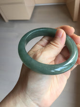 Load image into Gallery viewer, 57.6mm Certified type A 100% Natural oily dark green (老油青) gray black Jadeite bangle PC254-1391
