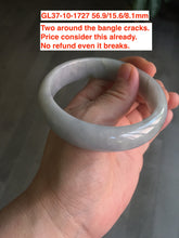 Load image into Gallery viewer, Sale! Type A 100% Natural light green/white chubby Jadeite Jade bangle with defects group GL37