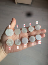Load image into Gallery viewer, 100% Natural icy watery white/light green jadeite Jade round disc Pendant/worry stone BF99