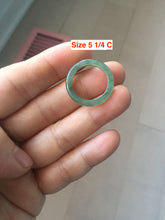 Load image into Gallery viewer, 100% natural type A ice watery dark green/gray/black(冰油青) jadeite jade band ring AU83