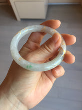 Load image into Gallery viewer, 53.3mm certified 100% natural Type A sunny green white carved and golden-painted jadeite jade bangle PF75