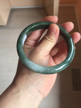Load image into Gallery viewer, 62.3mm certified 100% natural Type A oily dark green gray black(老油青) jadeite jade bangle BS180-0055