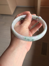 Load image into Gallery viewer, 78.5mm certified Type A 100% Natural light green sunny green purple white plus size flat style Jadeite Jade bangle J131-2213