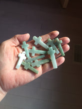 Load image into Gallery viewer, 100% Natural type A light green gray jadeite Jade Hand-held cross or cross pendant necklace PA208