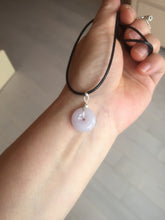 Load image into Gallery viewer, 11.9-19.7mm Type A 100% Natural light purple white gary Jadeite Jade Safety Guardian Button donuts Pendant group AA69