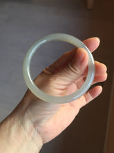 Load image into Gallery viewer, 59.4mm Certified 100% Natural gray black(灰冰) flat round cut nephrite jade bangle HN38-3593