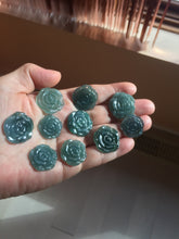 Load image into Gallery viewer, 100% Natural type A icy watery blue green gray Guatemala jadeite Rose Pendant group BP181