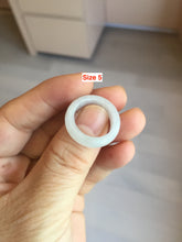 Load image into Gallery viewer, Size 5-10 1/4 100% natural type A white light green jadeite jade band ring group E93