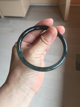 Load image into Gallery viewer, 59.2mm Certified Type A 100% Natural Half Black (乌鸡) / Half Watery Blue (蓝水)/gray Guatemala Jadeite Jade Bangle AZ148-1369
