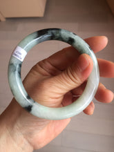 Load image into Gallery viewer, 57.8mm certified 100% natural type A dark green white with green floating flowers jadeite bangle PH147-5857