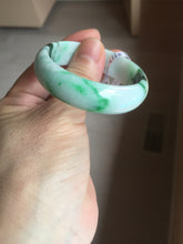 Load image into Gallery viewer, 46.7mm certified Type A 100% Natural sunny green/brown/white(白底青) kids Jadeite Jade bangle/scarf buckle PJ67-0098
