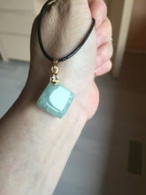 Load image into Gallery viewer, 100% Natural type A light green/yellow square or rectangle Jadeite Jade safe and sound pendant group BP62