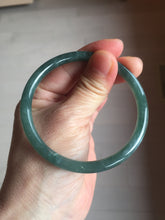 Load image into Gallery viewer, 58.5mm Certified Type A 100% Natural dark green/blue/gray with Guatemala slim round cut Jadeite bangle PE64-1472