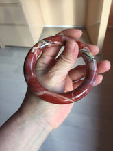 Load image into Gallery viewer, 58.3mm 100% natural red jasper stone(红碧玉,鸡血石) round cut bangle SY117
